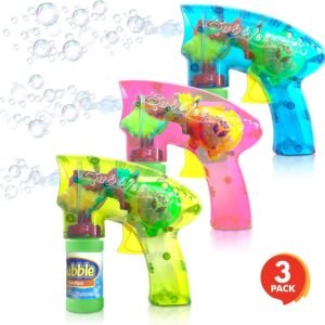 ArtCreativity Friction Powered Light Up Bubble Blaster Gun Set - Set of