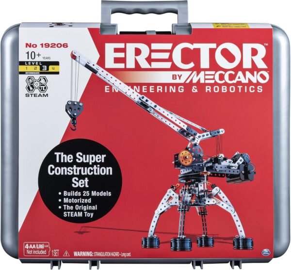 Erector by Meccano Super Construction 25-In-1 Motorized Building Set, Steam Education Toy,
