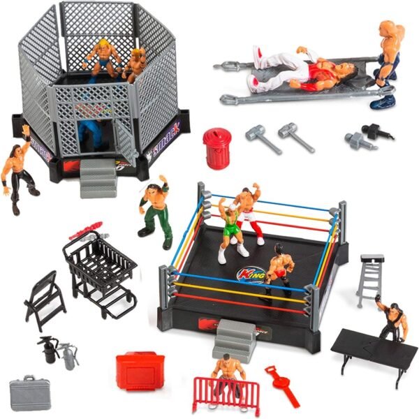 ToyVelt 32-Piece Wrestling Toys for Kids - Wrestler Warriors Toys with Ring