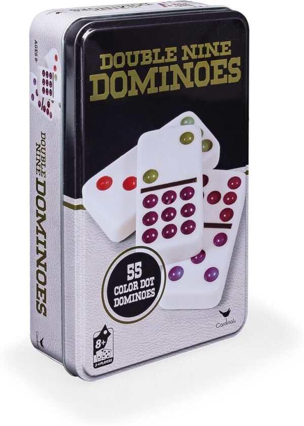 Cardinal Double 9 Color Dot Dominoes in Collectors Tin Styles Will Vary