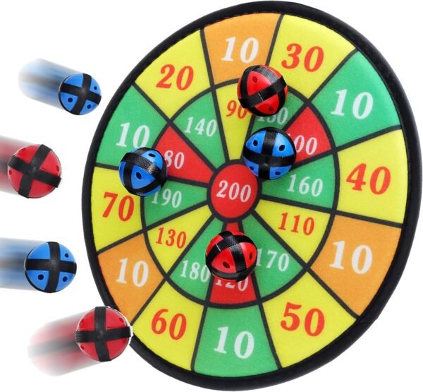 BETTERLINE Kids Dart Board Game with 6 Balls Using Hook-and-Loop Fasteners 11.8
