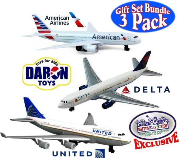 Daron American Airlines, Delta & United Airlines B747 Die-cast Planes Mattys Toy