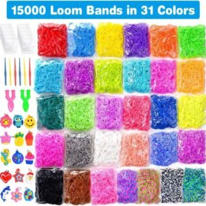 15000 Loom Bands In 31 Colors Rubber Loom Band Refill Kit for