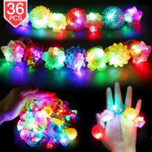 PROLOSO LED Light Up Jelly Rings Diamond Bumpy Rings Glow in The