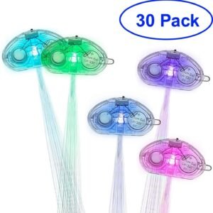 Midafon 30 Pack LED Multicolor Light Flashing Fiber Optic Hair Braid Barrettes