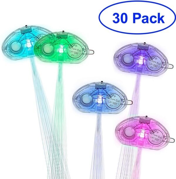 Midafon 30 Pack LED Multicolor Light Flashing Fiber Optic Hair Braid Barrettes