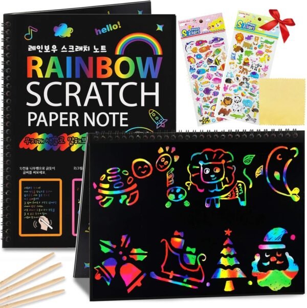 ZMLM Scratch Art Paper Notebooks - Rainbow Scratch Off Art Set for