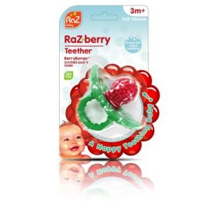 RaZbaby RaZberry Silicone Baby Teether Toy - Berrybumps Soothe Babies Sore Gums