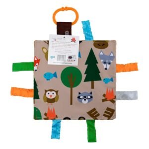 Baby Sensory Crinkle & Teething Square Lovey Toy with Closed Ribbon Tags