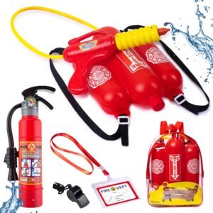 Born Toys 5 Piece Premium Firefighter Water Gun Toy Set and fire