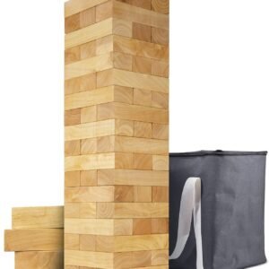 GoSports Giant Wooden Toppling Tower Stacks to 5+ Feet Choose Between Natural,