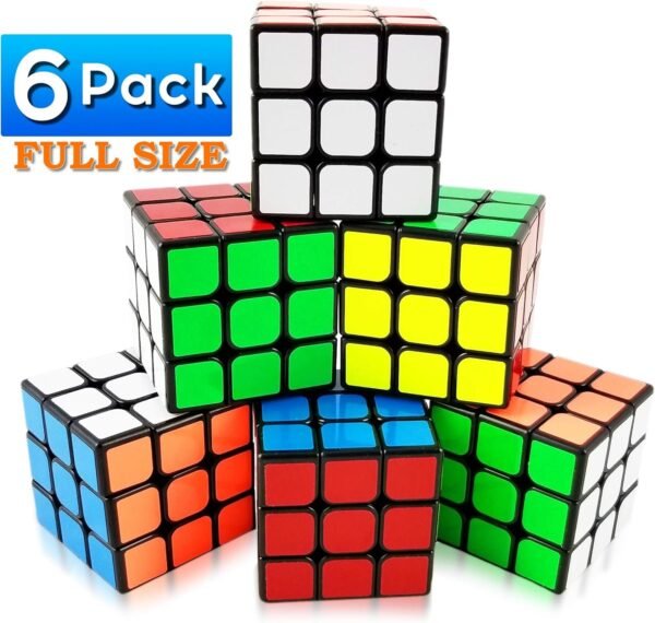 INTEGEAR 6 Pack Full Size Magic Speed Cube 3x3x3 Easy Turning and