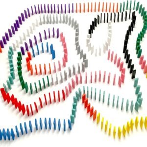 Dominolocity 1,100 Piece Wooden Dominoes Set - Colored Bulk Racing and Rally