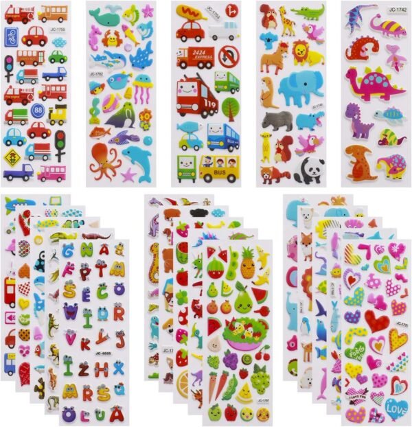 3D Stickers for Kids Toddlers 550+ Vivid Puffy Kids Stickers 24 Different