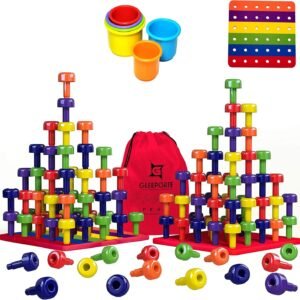 Stacking Peg Board Toy Set Jumbo Pack Montessori Occupational Therapy Fine Motor