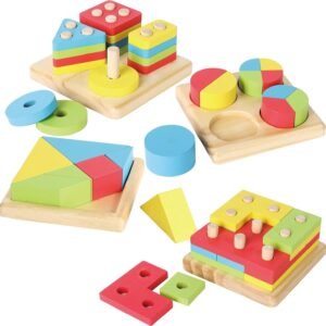 JOYIN Toy 4 in 1 Wooden Educational Shape Color Sorting Puzzles Preschool