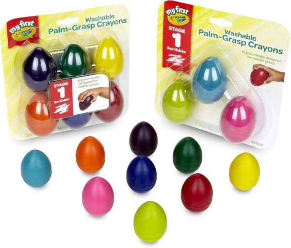 Crayola Washable Palm Grasp Crayons, Amazon Exclusive, 9ct, Toddler Toys, Gift