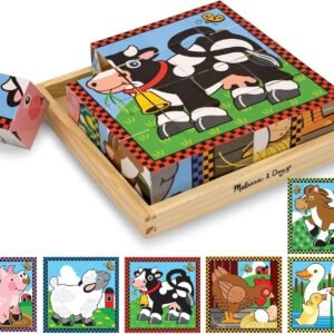 Melissa & Doug Farm Wooden Cube Puzzle With Storage Tray - 6