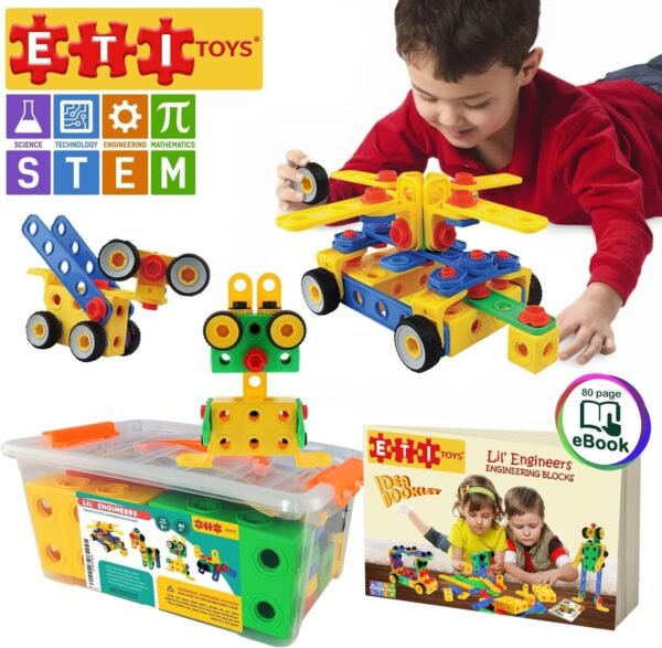 ETI Toys STEM Learning Original 101 Piece Educational Construction Engineering Building Blocks