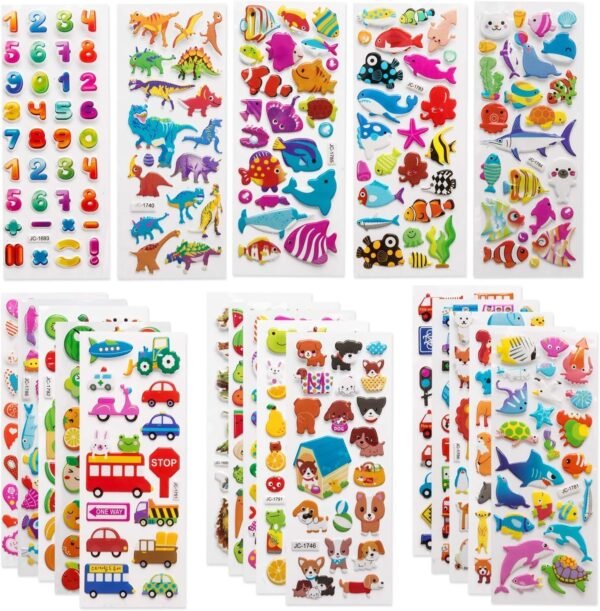 SAVITA 3D Stickers for Kids & Toddlers 500+ Puffy Stickers Variety Pack