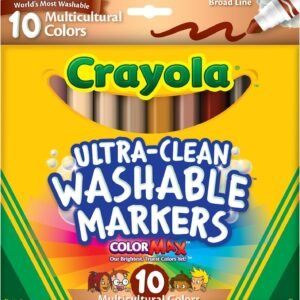 Crayola Ultra Clean Washable Multicultural Markers, Broad Line, 10 Count