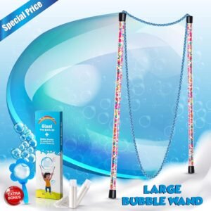 BigBua Giant Bubbles Kit Complete Fun Bubble Making Set with Long, Flexible,