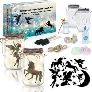 2Pepers DIY Fairy and Unicorn Nightlight Craft Kit 2 Pack, Fairy Lantern