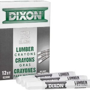 Dixon Industrial Lumber Marking Crayons, 4.5 x 1/2 Hex, White, 12-Pack 52300