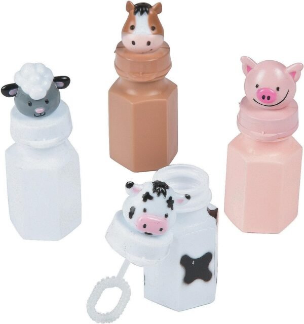 Fun Express Barnyard Bubble Bottles Set of 12 Farm Animal Designs Include
