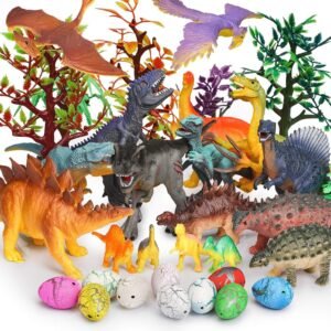 JamBer Dinosaur Toys 34 Pack Realistic Dinosaur Action Figures Jungle Animal Figures
