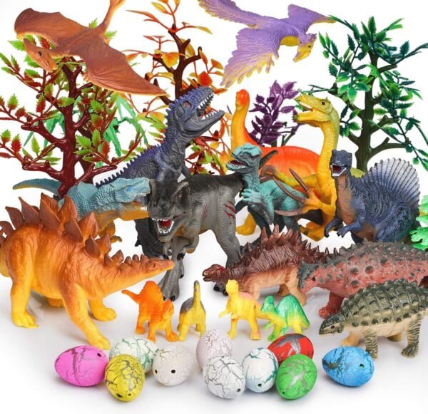 JamBer Dinosaur Toys 34 Pack Realistic Dinosaur Action Figures Jungle Animal Figures
