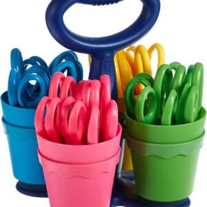 Westcott School Scissor Caddy and 24 Kids Scissors with Microban, 5-Inch Blunt