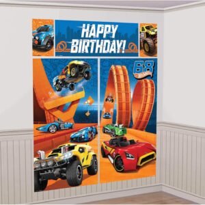 Hot Wheels Wild Racer Scene Setters Wall Decorating Kit, Birthday