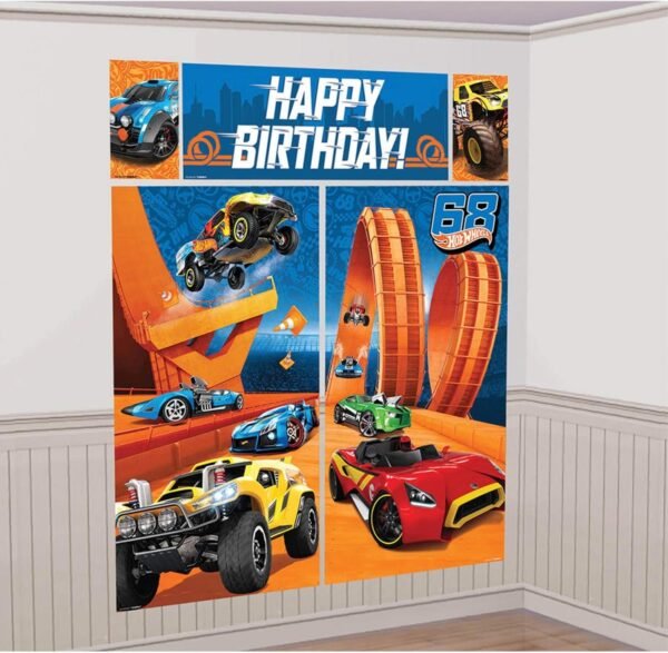 Hot Wheels Wild Racer Scene Setters Wall Decorating Kit, Birthday