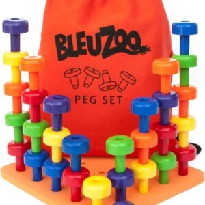 BleuZoo Peg Board Set - Montessori Stacking Toys For Toddlers Fine Motor