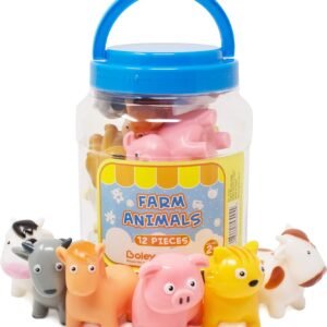 BOLEY 12-Piece Farm Animal Bath Bucket - Farm Animal Toys Features Cow,
