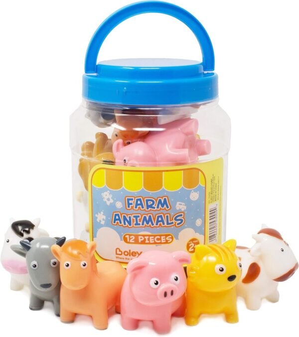 BOLEY 12-Piece Farm Animal Bath Bucket - Farm Animal Toys Features Cow,