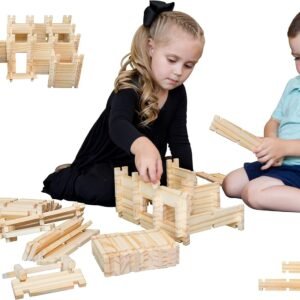 Freedom Logs Wood Toy Building Blocks Set - Best Educational Wooden Construction