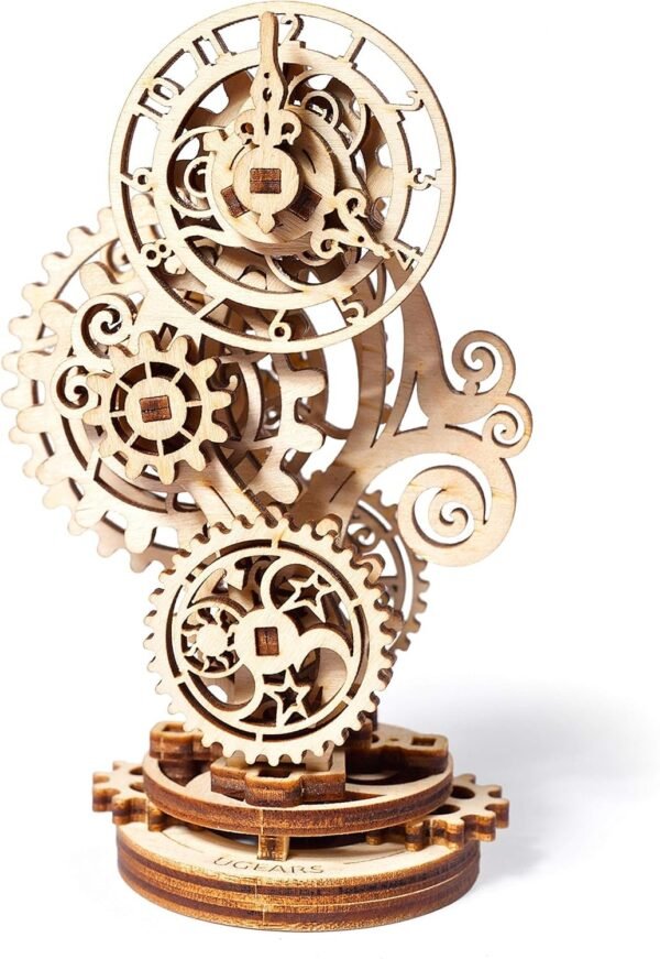 Steampunk Clock Ugears 3D Mechanical Model, Self-Assembling DIY Craft Set, Wooden Box