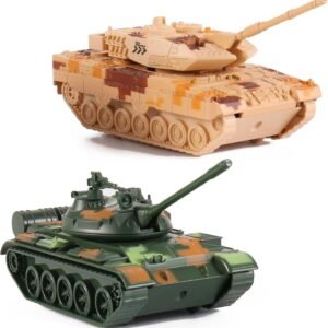 Liberty Imports T-55 Diecast Metal Military Pullback Model Battle Tanks with Lights