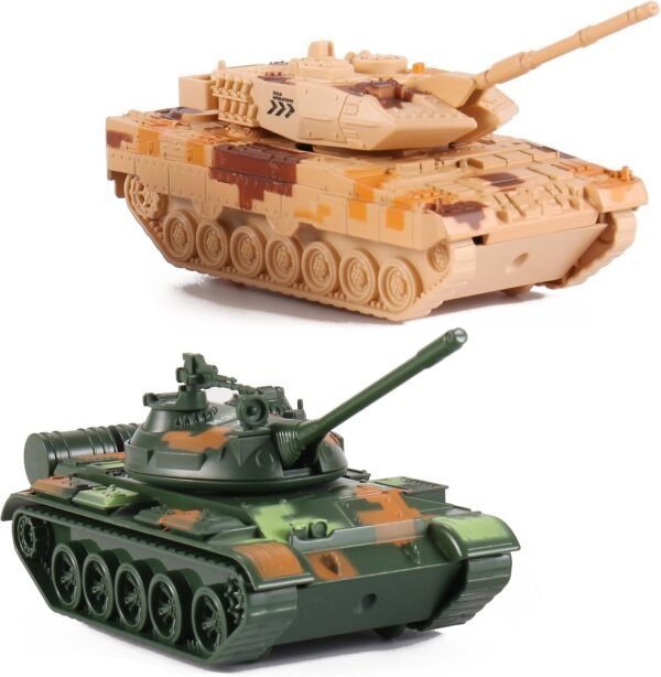 Liberty Imports T-55 Diecast Metal Military Pullback Model Battle Tanks with Lights
