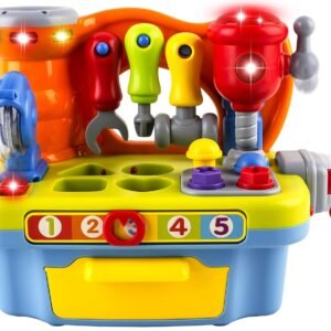 WolVol Musical Learning Workbench Toy with Tools, Engineering Sound Effects and Lights,