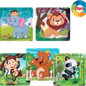 Wooden Jigsaw Puzzles for Kids Ages 2-5, 25 Pieces Toddler Puzzles Preschool