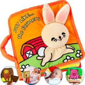 Premium Soft Baby Book First Year, Cloth Book Bunny with Crinkly Sounds,