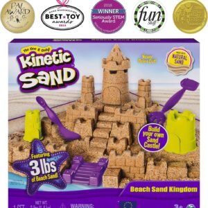Kinetic Sand Beach Sand Kingdom Playset with 3lbs of Beach Sand, for