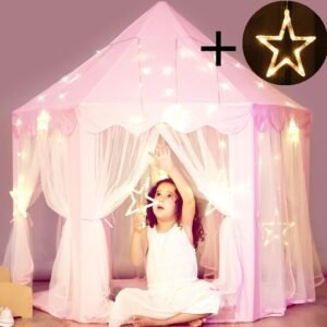 Princess Castle Tent with Large Star Lights String, Durable Kids Playhouse for