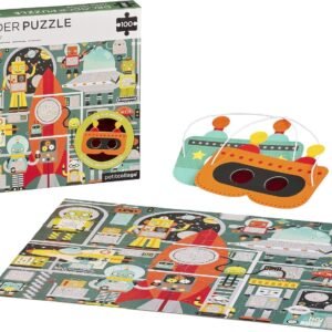 Petit Collage 100 Piece Decoder Puzzle, Robot Factory, Ages 4+ Years