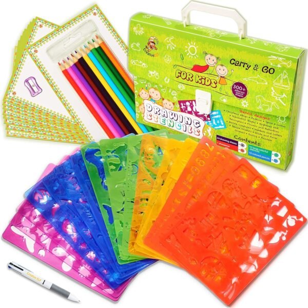 Drawing Stencils Set for Kids 54-Piece - Perfect Creativity Kit & Travel