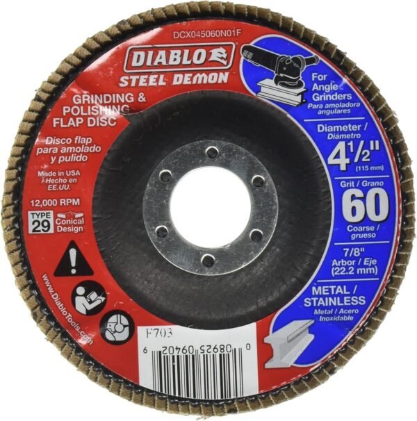 Lit Freud DCX045060N01F 60 Grit Steel Demon Flap Disc without Hub, 4-1/2