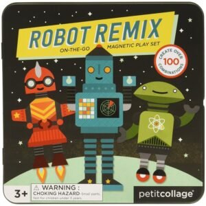 Petit Collage Mix and Match Magnetic Tin Robots Kit Toy